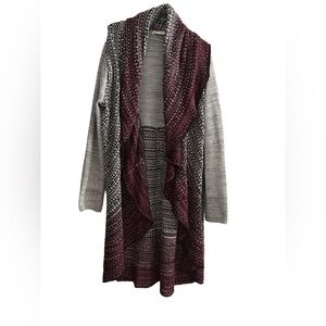Soft Surroundings Maroon and Gray Knit Cardigan
